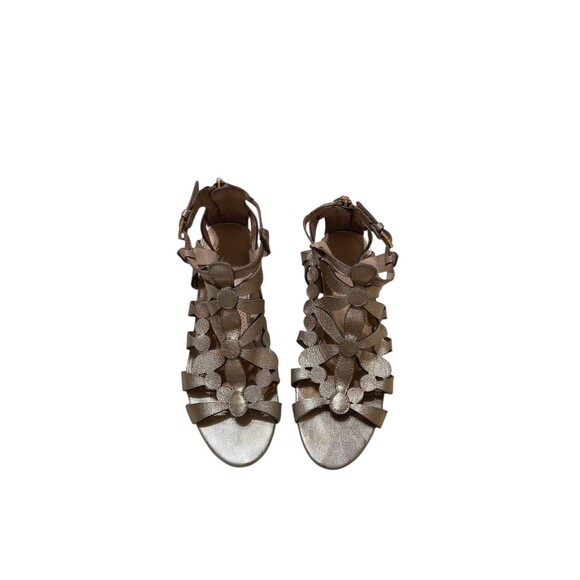 Tory Burch Emerson Metallic Platinum Shoes Women's 5.5 Wedge Dust Bag SH.1 - Picture 10 of 10